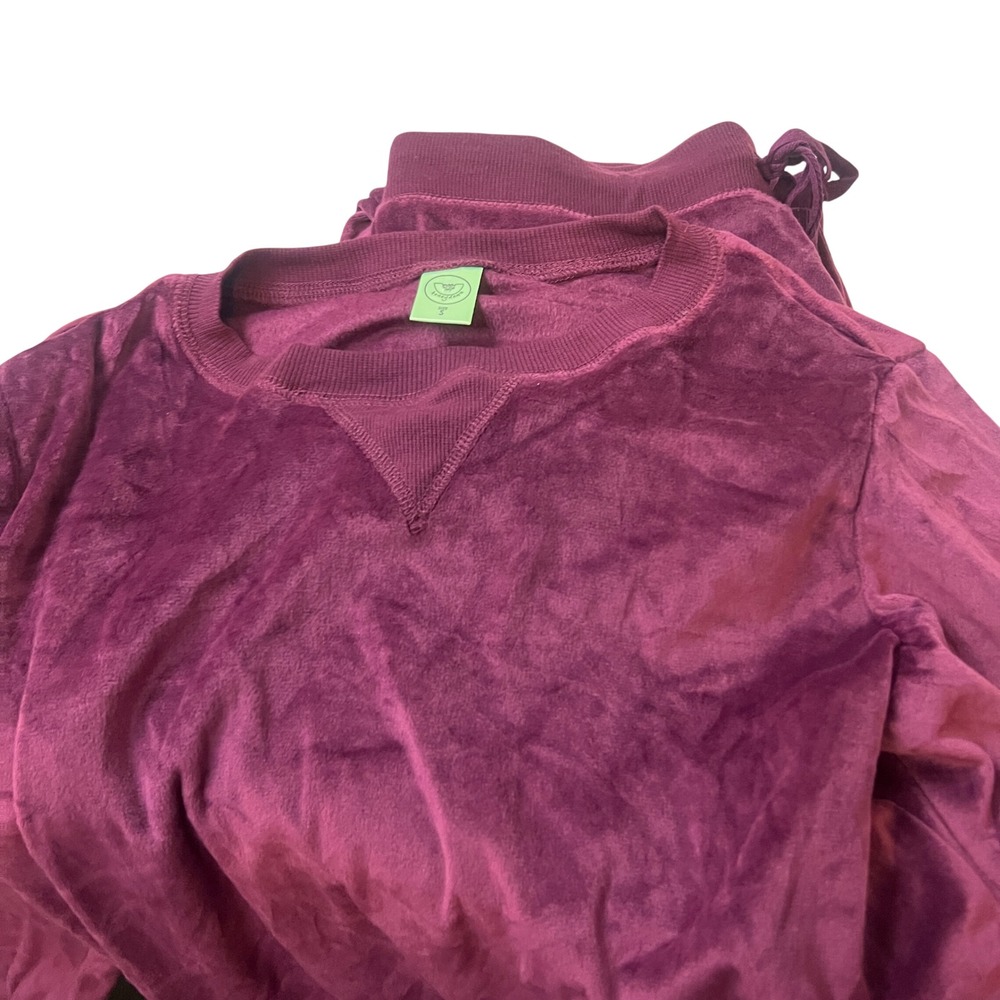 Honeydew Intimates Burgundy Velour Lounge Set Crewneck Top Joggers Small 4323